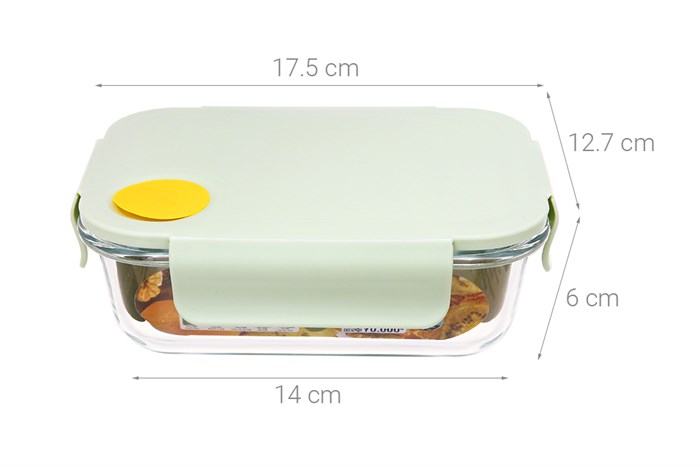 Hộp đựng thực phẩm thủy tinh 630 ml Hommy GB13G14168AW Màu Xanh lá
