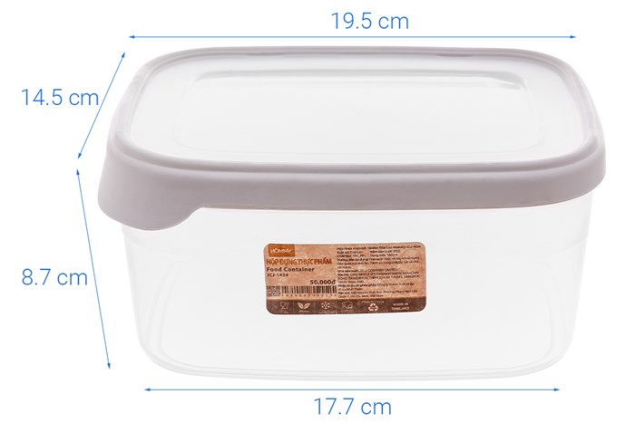 Hộp đựng thực phẩm nhựa 1800 ml Hommy JCJ-1434 Màu Màu be