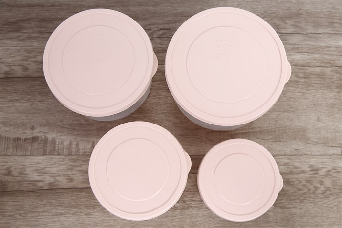 Bộ 4 hộp đựng thực phẩm nhựa 500-1000-1500-2000 ml Inochi Hokkaido Màu Hồng