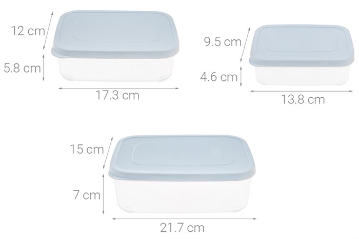 Bộ 3 hộp đựng thực phẩm nhựa 2000 ml Inochi Hokkaido Màu Xanh Dương