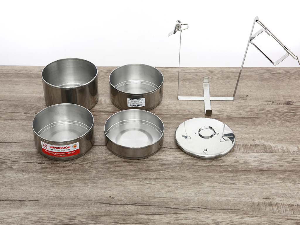 Camen inox 4 ngăn cao Anpha Cook 14cm 2