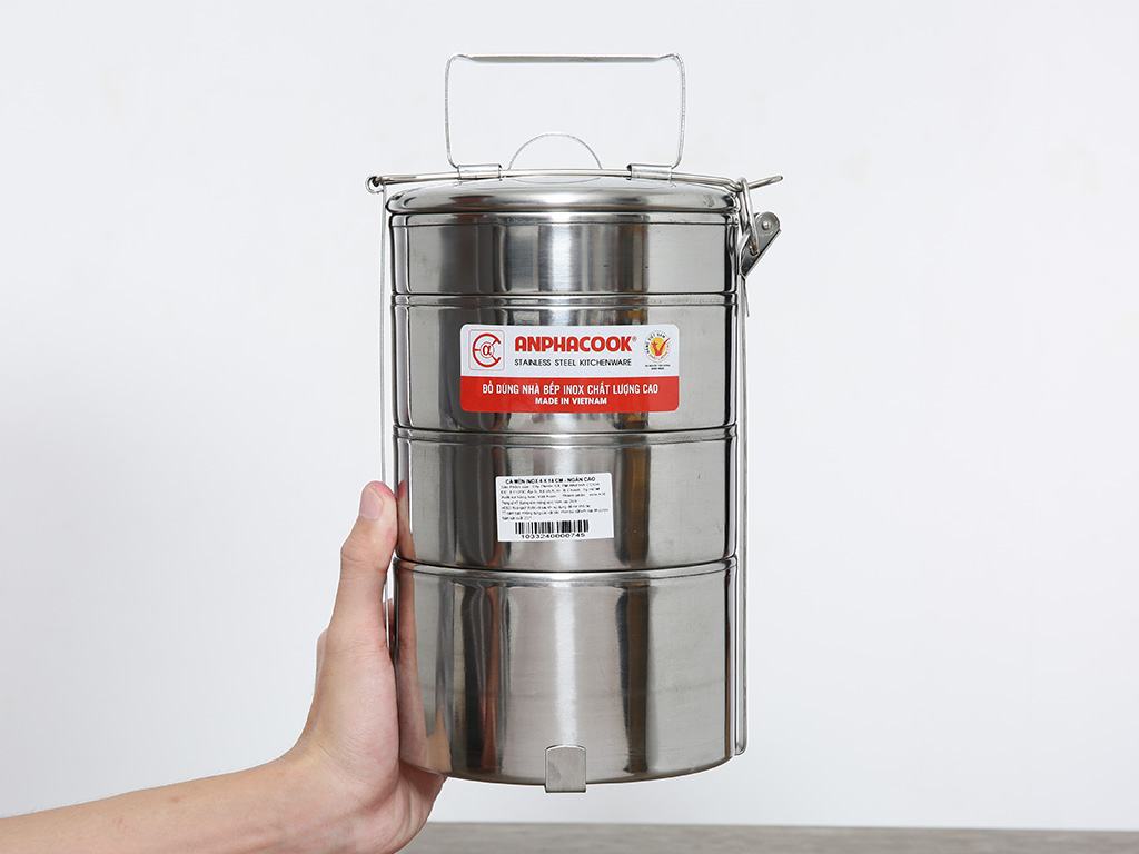 Camen inox 4 ngăn cao Anpha Cook 14cm 6