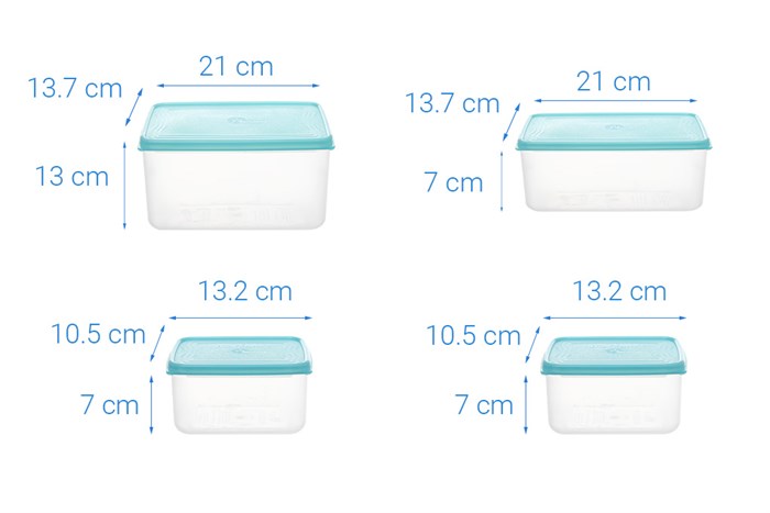 Bộ 4 hộp đựng thực phẩm nhựa Biozone KB-ST4P01 Màu Xanh Dương