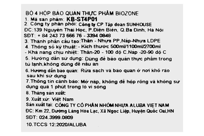Bộ 4 hộp đựng thực phẩm nhựa Biozone KB-ST4P01 Màu Xanh Dương