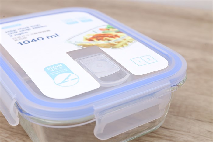 Hộp đựng thực phẩm thủy tinh 2 ngăn 1040 ml Nikko Màu Trắng