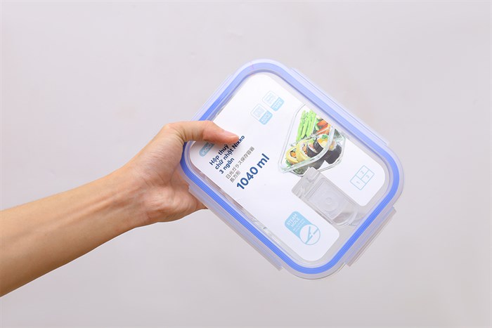 Hộp đựng thực phẩm thủy tinh 3 ngăn 1040 ml Nikko Màu Trắng