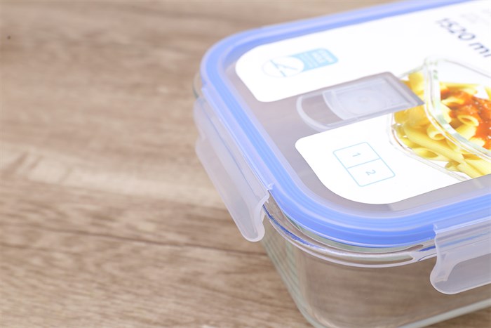 Hộp đựng thực phẩm thủy tinh 2 ngăn 1520 ml Nikko Màu Trắng