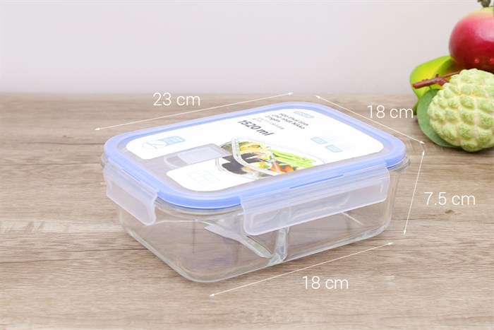 Hộp đựng thực phẩm thủy tinh 3 ngăn 1520 ml Nikko Màu Trắng