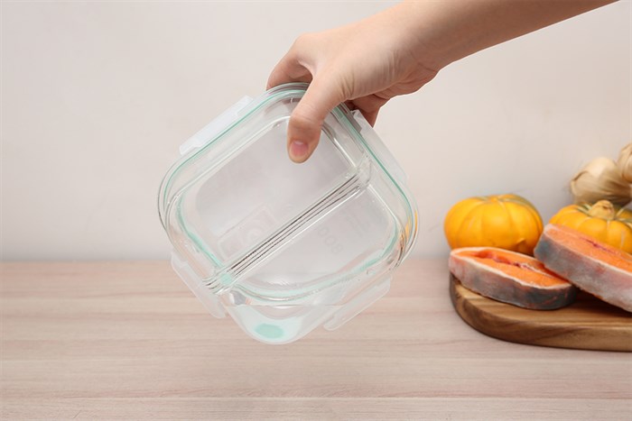 Hộp đựng thực phẩm thủy tinh 2 ngăn 800 ml Nikko Màu Trắng