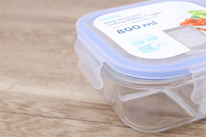 Hộp đựng thực phẩm thủy tinh 3 ngăn 800 ml Nikko Màu Trắng