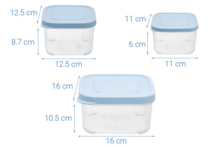 Bộ 3 hộp nhựa đựng thực phẩm 2000 ml Inochi Hokkaido Màu Trắng