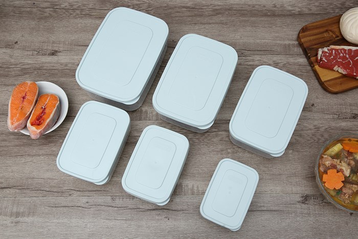 Bộ 6 hộp nhựa đựng thực phẩm 2500 ml Inochi Hokkaido Màu Trắng