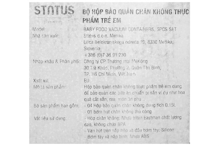 Bộ 5 món hộp nhựa đựng thực phẩm trẻ em hút chân không 150 ml Status Màu Hồng