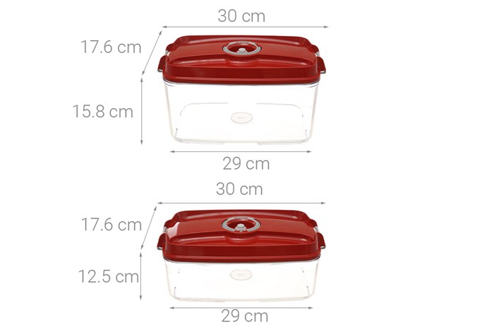 Bộ 5 món hộp nhựa đựng thực phẩm chân không 4500 ml Status Màu Đỏ