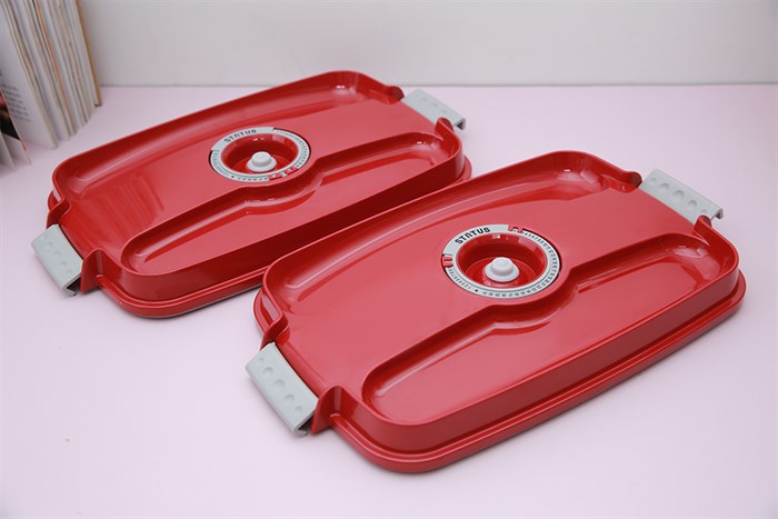 Bộ 5 món hộp nhựa đựng thực phẩm chân không 4500 ml Status Màu Đỏ