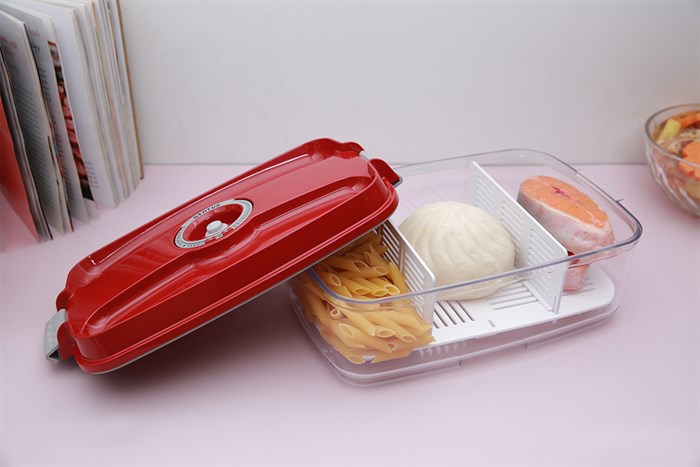 Bộ 5 món hộp nhựa đựng thực phẩm chân không 4500 ml Status Màu Đỏ