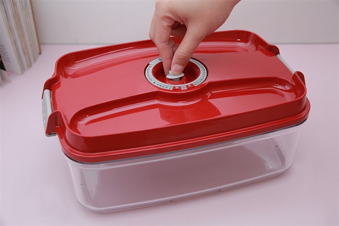 Bộ 5 món hộp nhựa đựng thực phẩm chân không 4500 ml Status Màu Đỏ