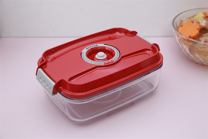 Bộ 5 món hộp nhựa đựng thực phẩm chân không 2000 ml Status Màu Đỏ