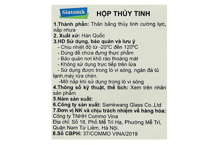 Bộ 2 hộp đựng thực phẩm thủy tinh Glasslock Lunch67-71 Màu Trắng