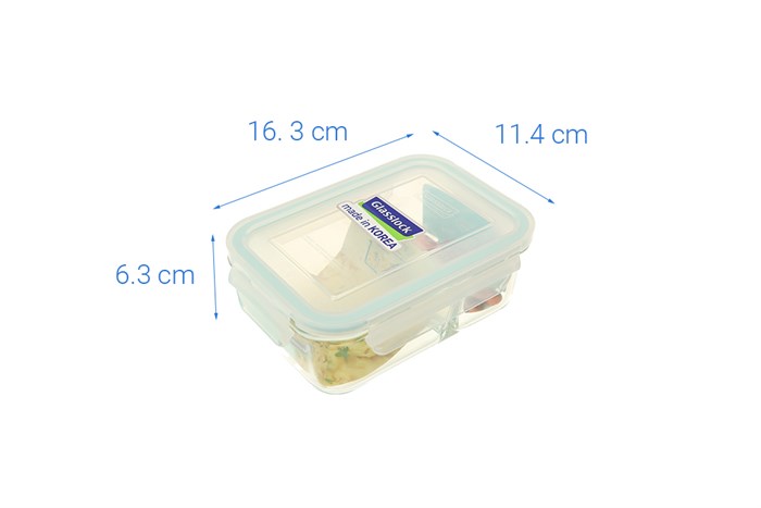 Hộp đựng thực phẩm thủy tinh 2 ngăn 670 ml Glasslock MCRK067 Màu Trắng