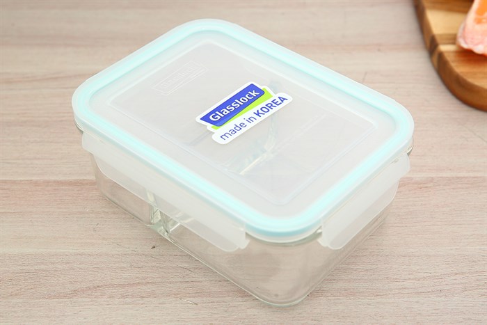 Hộp đựng thực phẩm thủy tinh 2 ngăn Glasslock MCRK100 Màu Trắng