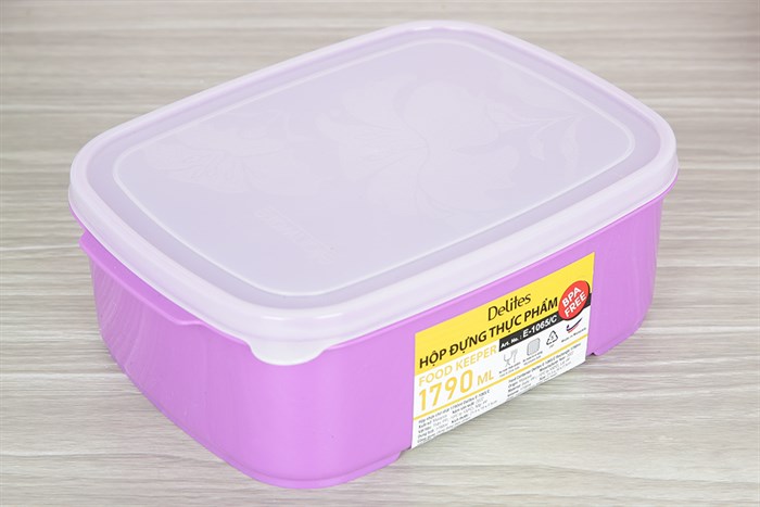 Hộp đựng thực phẩm nhựa 1790 ml Delites E-1065/C Màu Tím