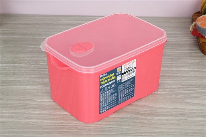 Hộp đựng thực phẩm nhựa 2500 ml Delites E-1116 Màu Hồng