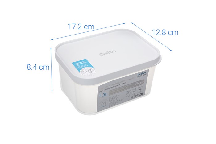 Hộp đựng thực phẩm nhựa 1300 ml Delites 000015 Màu Trắng
