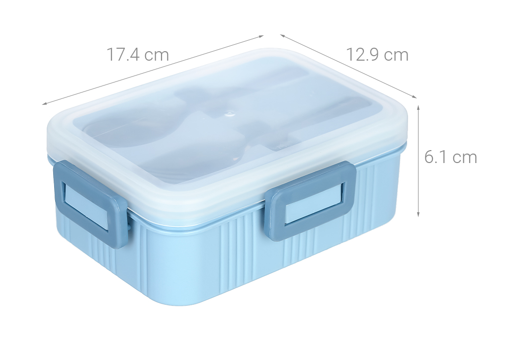 Hộp đựng cơm nhựa 2 ngăn 680 ml Delites 1232 Màu Xanh Dương