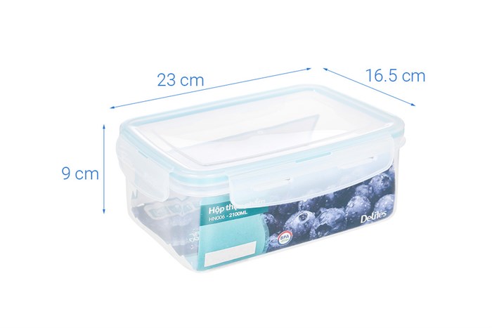 Hộp đựng thực phẩm nhựa Thái Lan 2100 ml Delites HN006 Màu Trắng
