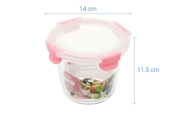 Hộp đựng thực phẩm thủy tinh 700 ml Delites SW700RD Màu Hồng
