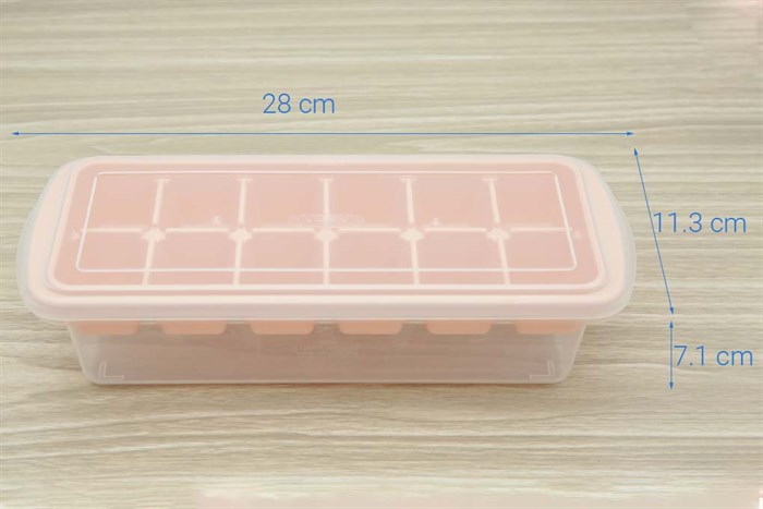 Hộp khay nhựa trữ đông Kari Inochi HIN.KHDA.12VI Màu Trắng ngà/Hồng nhạt/Xanh nhạt