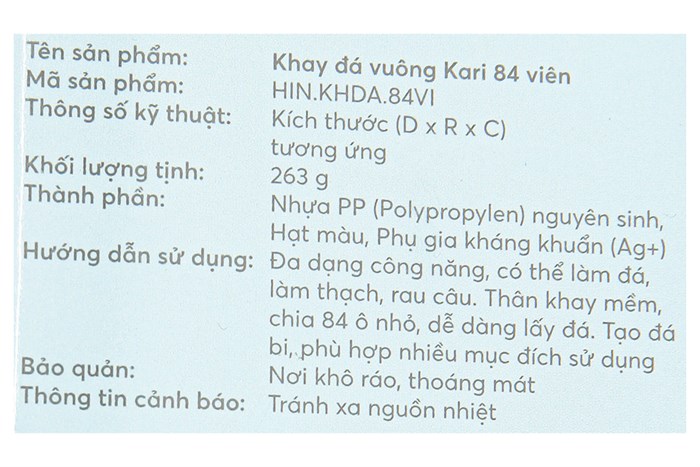 Hộp khay nhựa trữ đông Inochi Kari HIN.KHDA.84VI Màu Trắng ngà/Hồng nhạt/Xanh nhạt