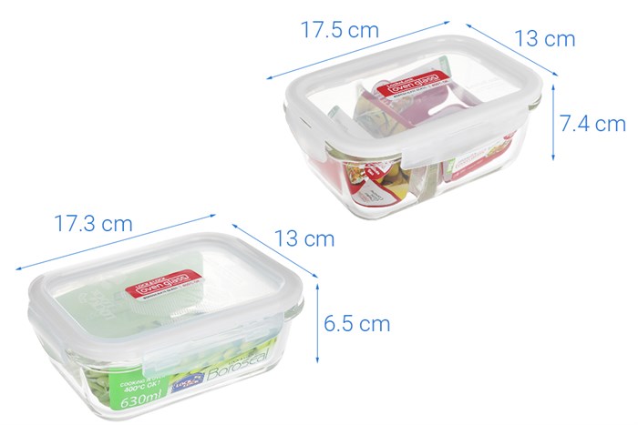 Bộ 2 hộp đựng thực phẩm thủy tinh Lock&Lock LLG428S2BLU Màu Xanh Dương