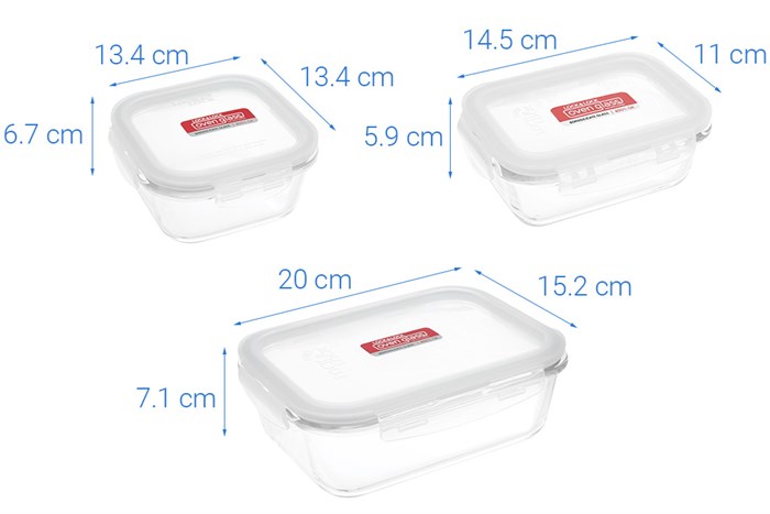 Bộ 5 hộp đựng thực phẩm thủy tinh Lock&Lock LLG445S5 Màu Trắng