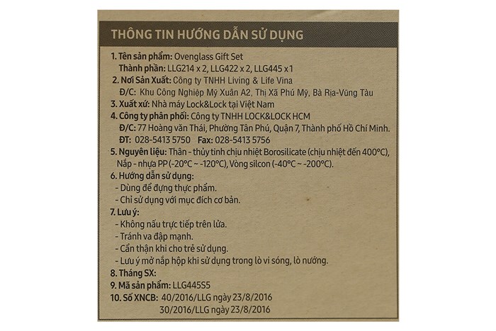 Bộ 5 hộp đựng thực phẩm thủy tinh Lock&Lock LLG445S5 Màu Trắng