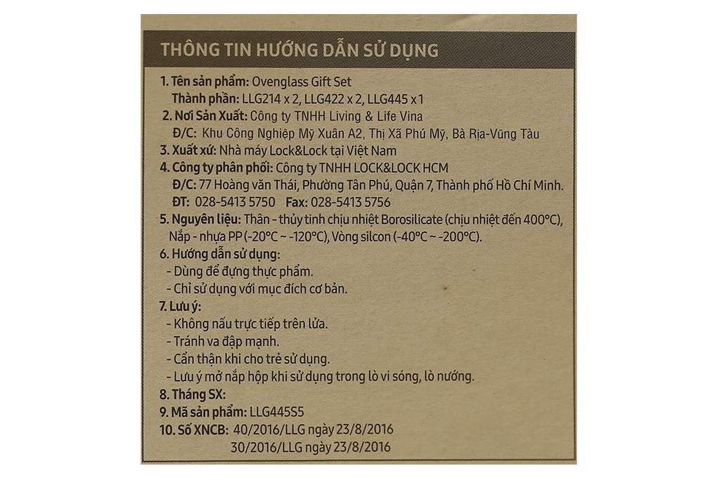 Bộ 5 hộp đựng thực phẩm thủy tinh Lock&Lock LLG445S5 Màu Trắng