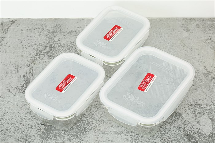 Bộ 3 hộp đựng thực phẩm thủy tinh Lock&Lock LLG429S3 Màu Trắng