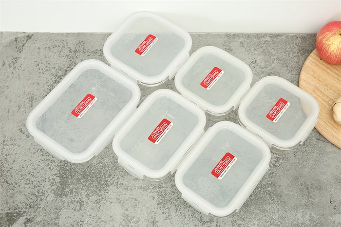 Bộ 6 hộp đựng thực phẩm thủy tinh Lock&Lock LLG225S6 Màu Trắng