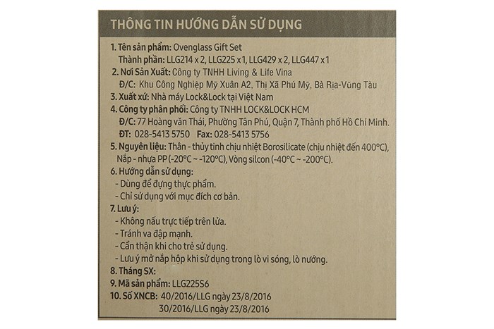 Bộ 6 hộp đựng thực phẩm thủy tinh Lock&Lock LLG225S6 Màu Trắng