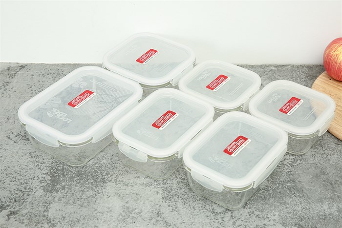 Bộ 6 hộp đựng thực phẩm thủy tinh Lock&Lock LLG225S6 Màu Trắng