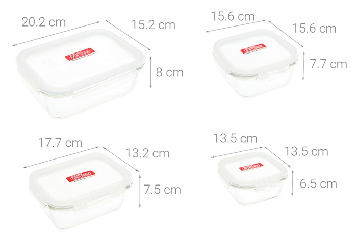 Bộ 6 hộp đựng thực phẩm thủy tinh Lock&Lock LLG225S6 Màu Trắng