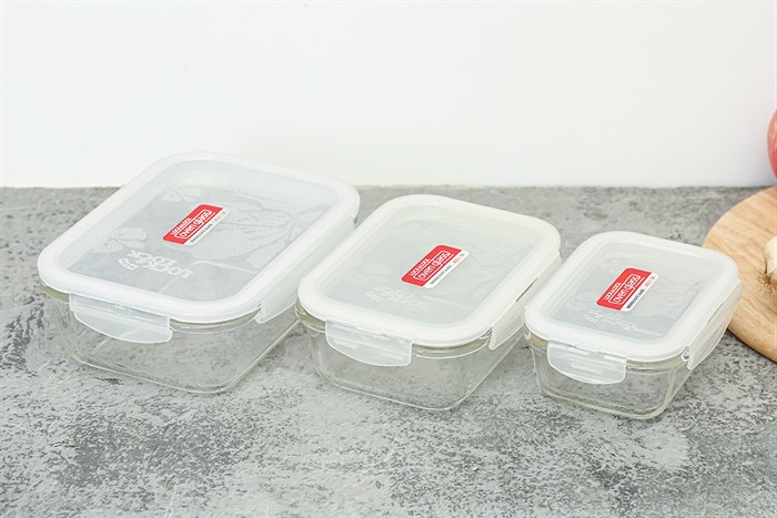Bộ 3 hộp đựng thực phẩm thủy tinh Lock&Lock LLG422S03 Màu Trắng