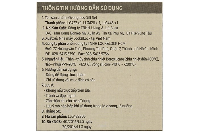 Bộ 3 hộp đựng thực phẩm thủy tinh Lock&Lock LLG422S03 Màu Trắng