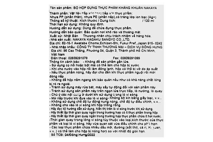 Bộ 3 hộp đựng thực phẩm nhựa 120 ml Nakaya K429 Màu Trắng