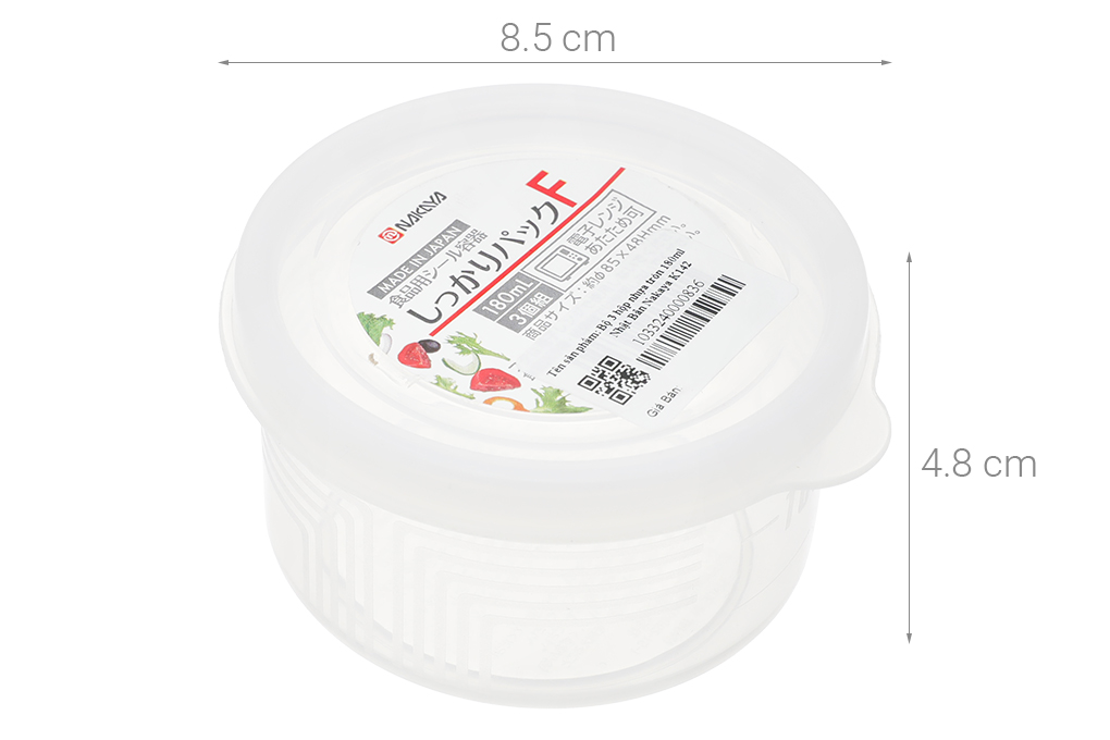 Bộ 3 hộp đựng thực phẩm nhựa 180 ml Nakaya K142 Màu Trắng