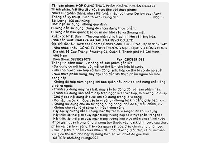 Hộp đựng thực phẩm nhựa 1 lít Nakaya K406 Màu Trắng