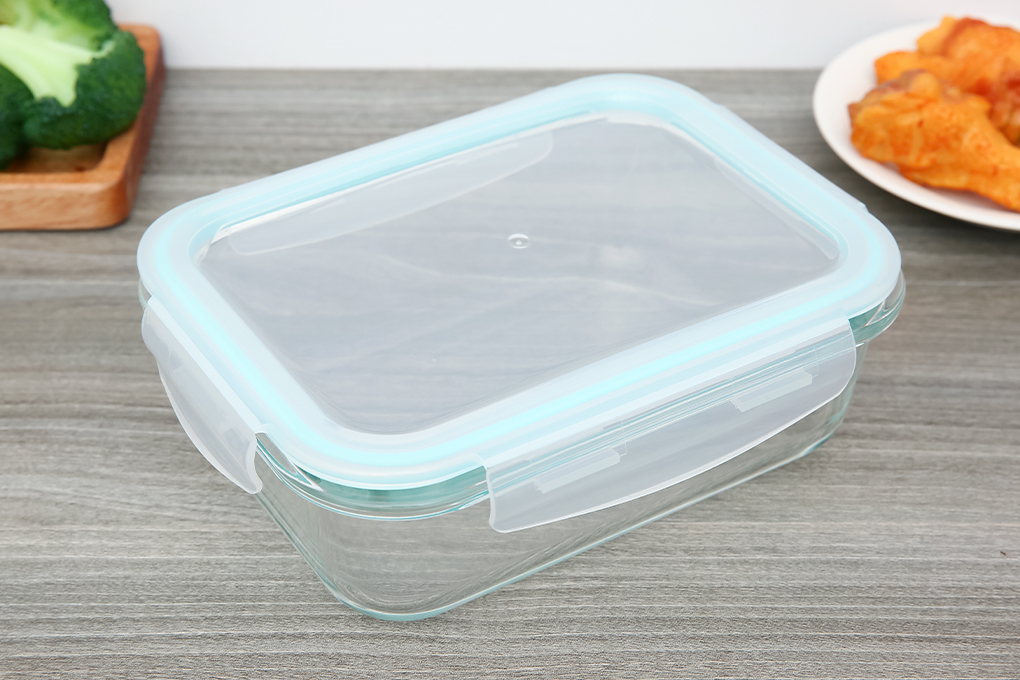 Bộ 3 hộp đựng thực phẩm thủy tinh 370 - 640 - 1050 ml Delites HS301RC Màu Xanh ngọc