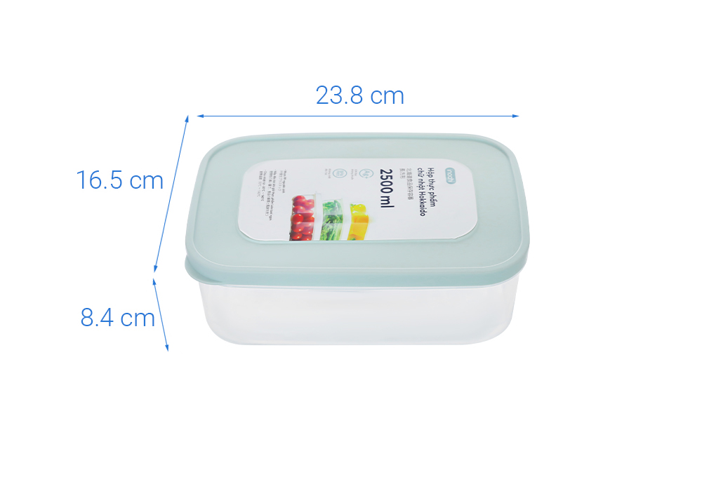 Hộp đựng thực phẩm nhựa 2500 ml Inochi Hokkaido HIN.HOCN.2500ZZ1 Màu Xanh Bạc Hà
