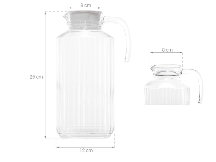 Bình đựng nước thủy tinh 1.7 lít Luminarc Quadro Màu Trắng